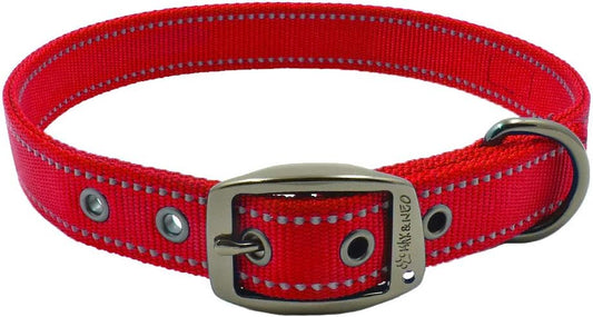 MAX Reflective Metal Buckle Dog Collar - We Donate a Collar to a Dog Rescue for Every Collar Sold (Large, RED)