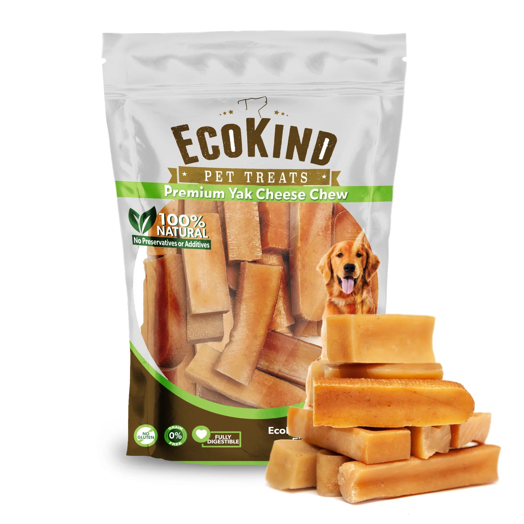 Ecokind Pet Treats Himalayan Gold Yak Small Dog Chews - Natural Yak Cheese Sticks for Small Breeds