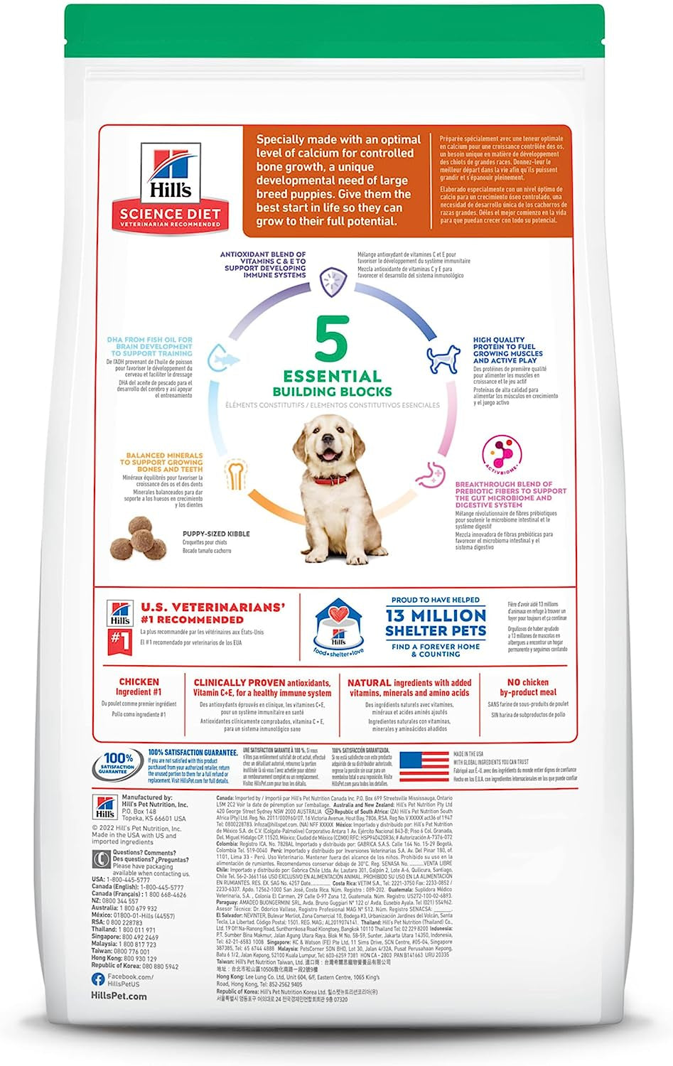 Puppy, Large Breed Puppy Premium Nutrition, Dry Dog Food, Chicken & Brown Rice, 15.5 Lb Bag