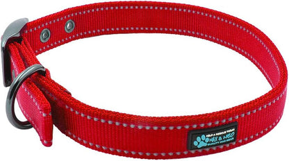 MAX Reflective Metal Buckle Dog Collar - We Donate a Collar to a Dog Rescue for Every Collar Sold (Large, RED)