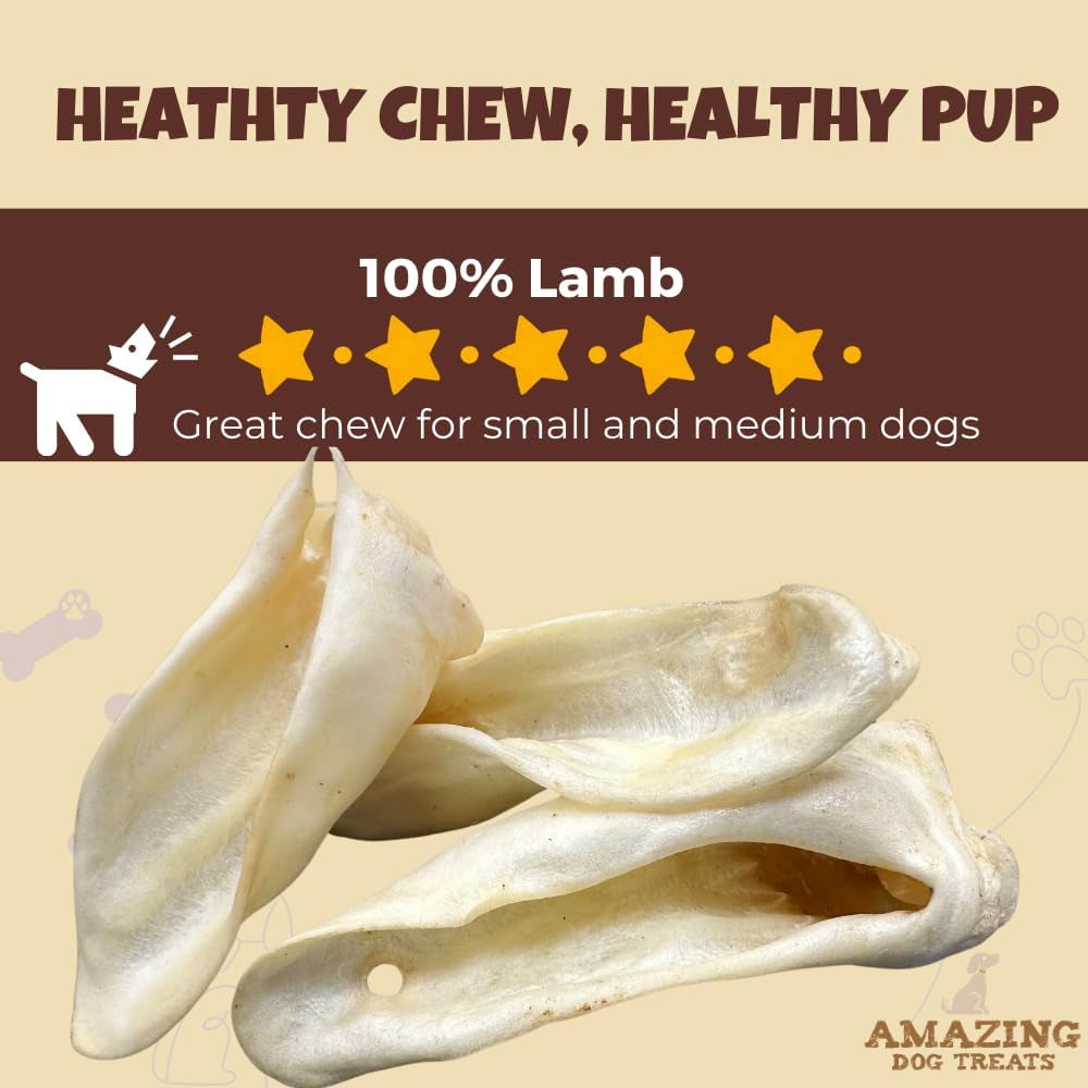 - Lamb Ears (25 Pcs/Pack)- Natural Dog Chews -Rawhide Alternative - Premium Choice Cut Lamb Ear Dog Bones - Excellent Dog and Puppy Chews - Grain Free Treats for Dog