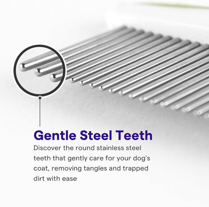 Dog Comb for Removes Tangles and Knots - Cat Comb for Removing Matted Fur - Grooming Tool with Stainless Steel Teeth and Non-Slip Grip Handle - Best Pet Hair Comb for Home Grooming Kit - Ebook Guide