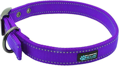 MAX Reflective Metal Buckle Dog Collar - We Donate a Collar to a Dog Rescue for Every Collar Sold (Medium, Purple)