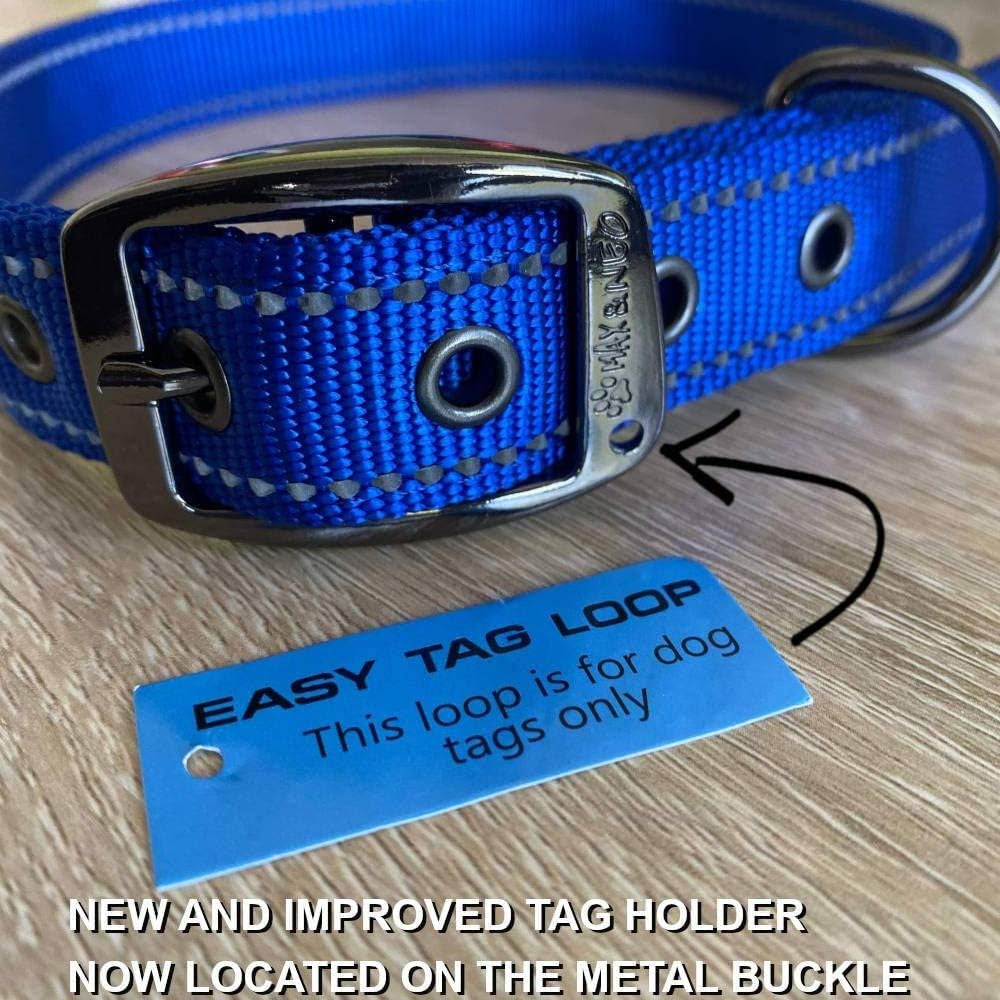 MAX Reflective Metal Buckle Dog Collar - We Donate a Collar to a Dog Rescue for Every Collar Sold (Medium, Purple)