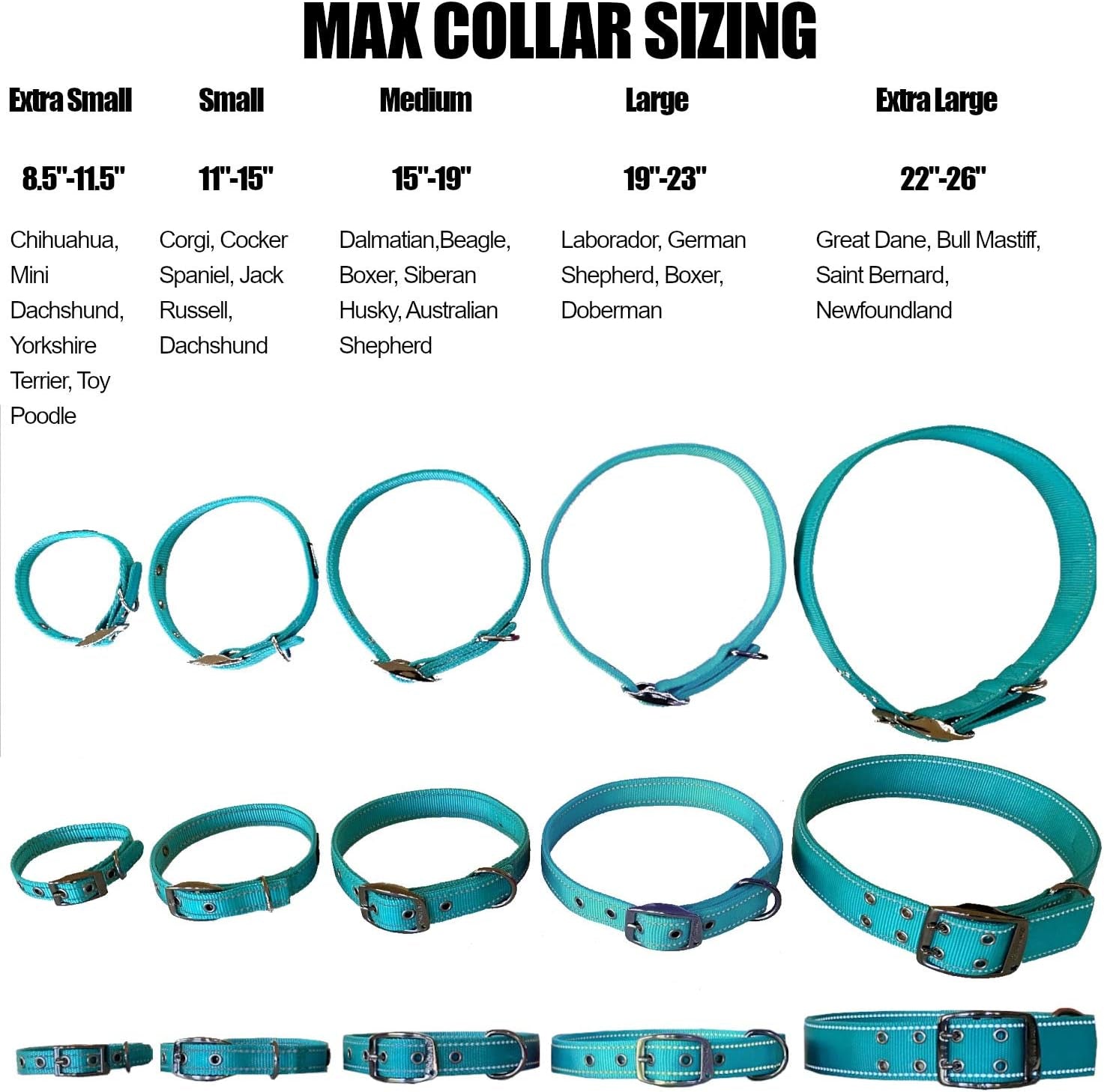 MAX Reflective Metal Buckle Dog Collar - We Donate a Collar to a Dog Rescue for Every Collar Sold (Large, RED)